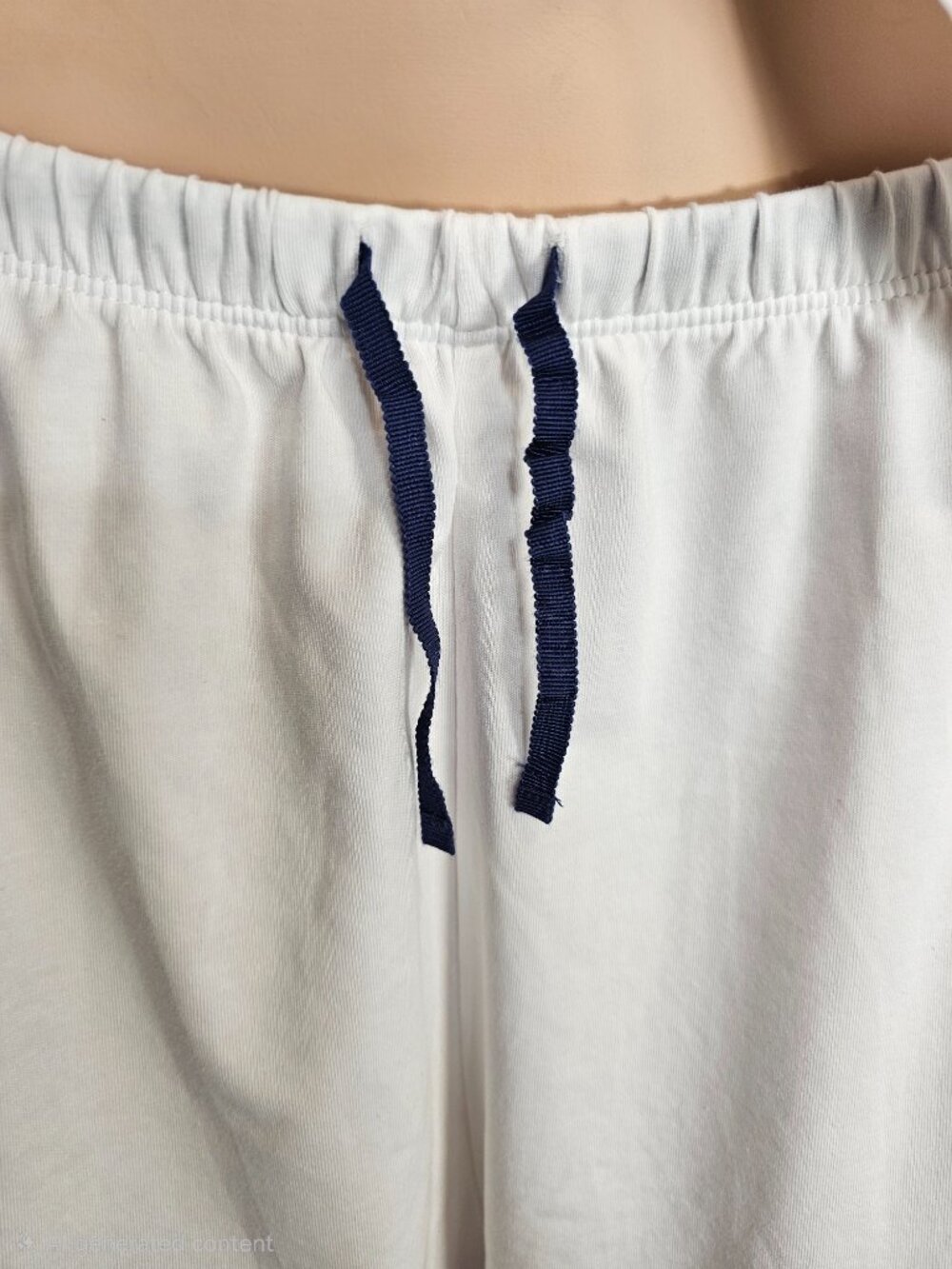 J.Crew Pajama Set Short Sleeve Button Down Shorts White Navy Piping XXL - Picture 12 of 16